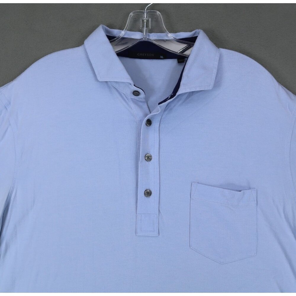 Greyson Shirt Mens Size XL Cotton Stretch‎ Polo Blue Pocket Golf Casual